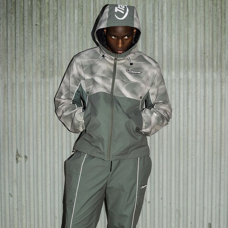 Trapstar Hyperdrive Allover Windbreaker and Pants Grey Wearing Effect