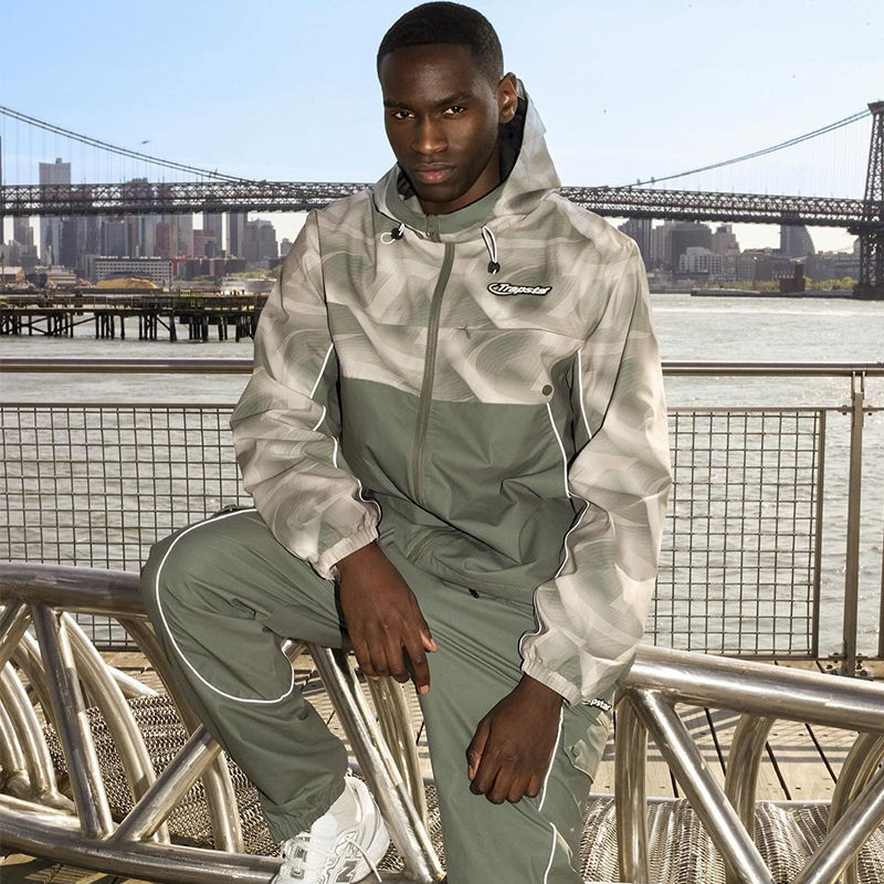 Trapstar Hyperdrive Allover Windbreaker and Pants Grey Wearing Effect