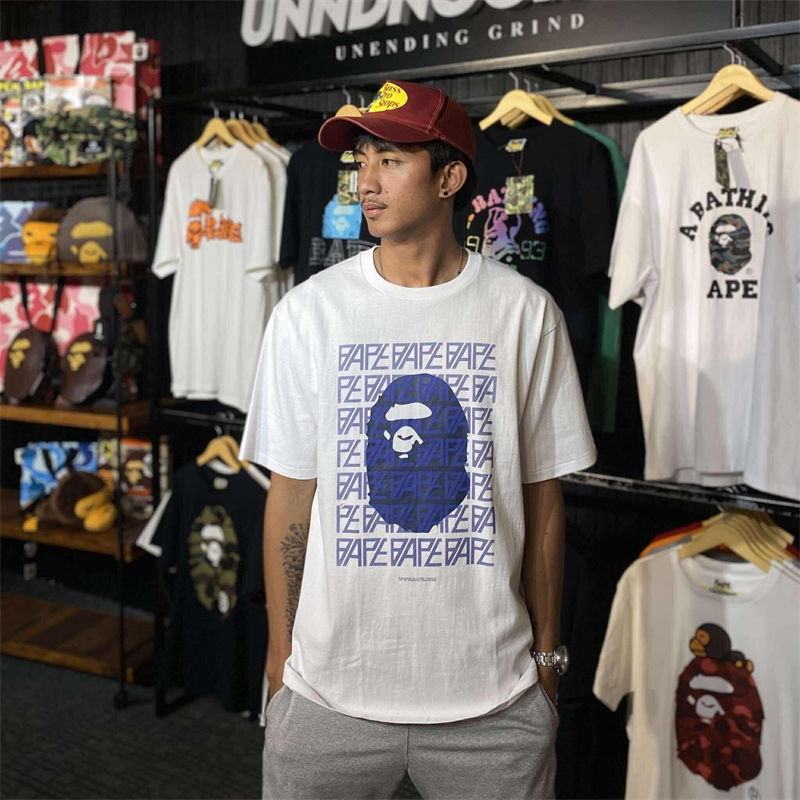 BAPE Logo Monogram Tee White Wearing Effect
