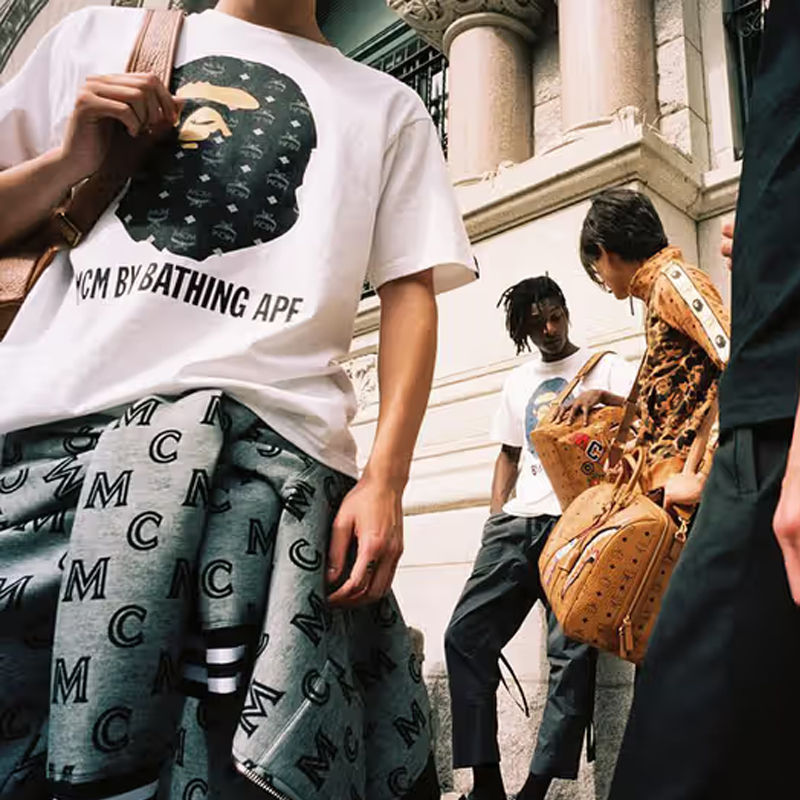 BAPE x MCM By Bathing Tee White Black Wearing Effect
