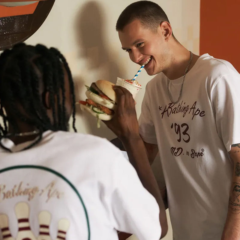 BAPE X END Bowling Tee #2 White Wearing Effect
