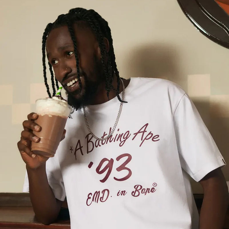 BAPE X END Bowling Tee #2 White Wearing Effect