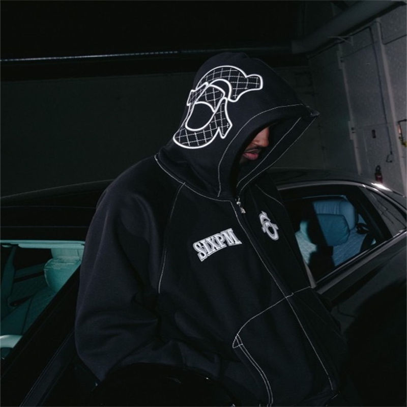 6pm X True Religion Icons Zip Hoodie Black Wearing Effect
