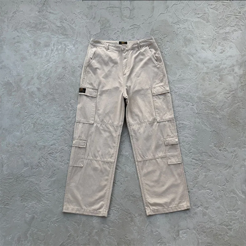 Neutral Corteiz Guerillaz Cargo Pants front product view for early-autumn outfits