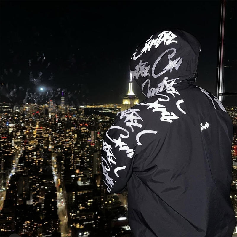 Corteiz Elitework Waterproof Shell Jacket V2 Black Wearing Effect