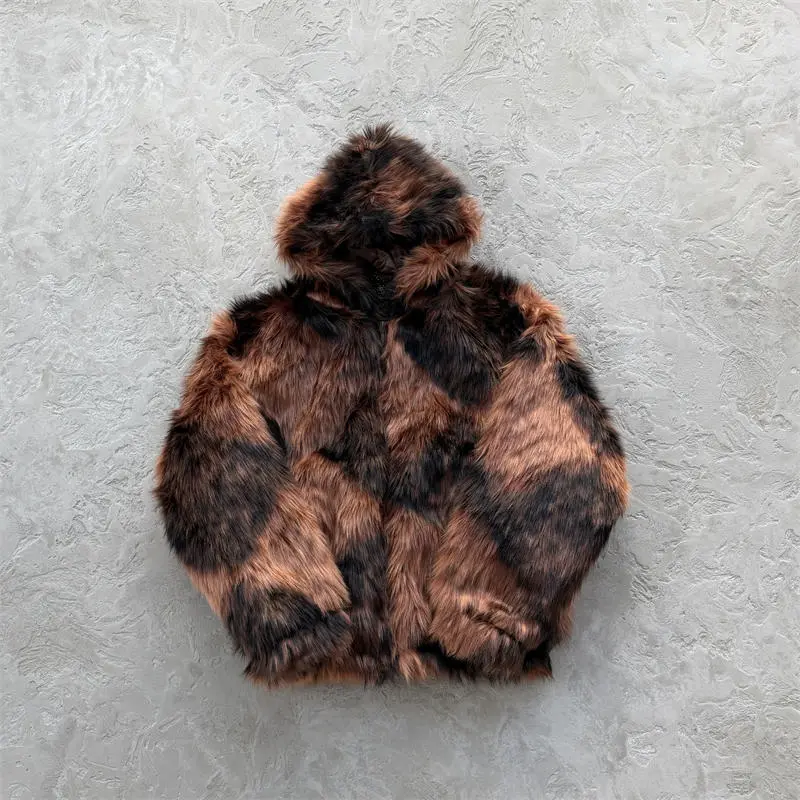 Corteiz Diamond Hooded Fur Jacket