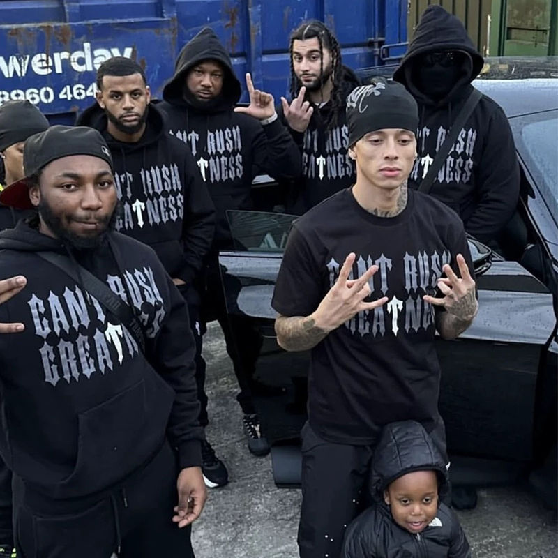 Trapstar x Central Cee Hoodie Black Wearing Effect