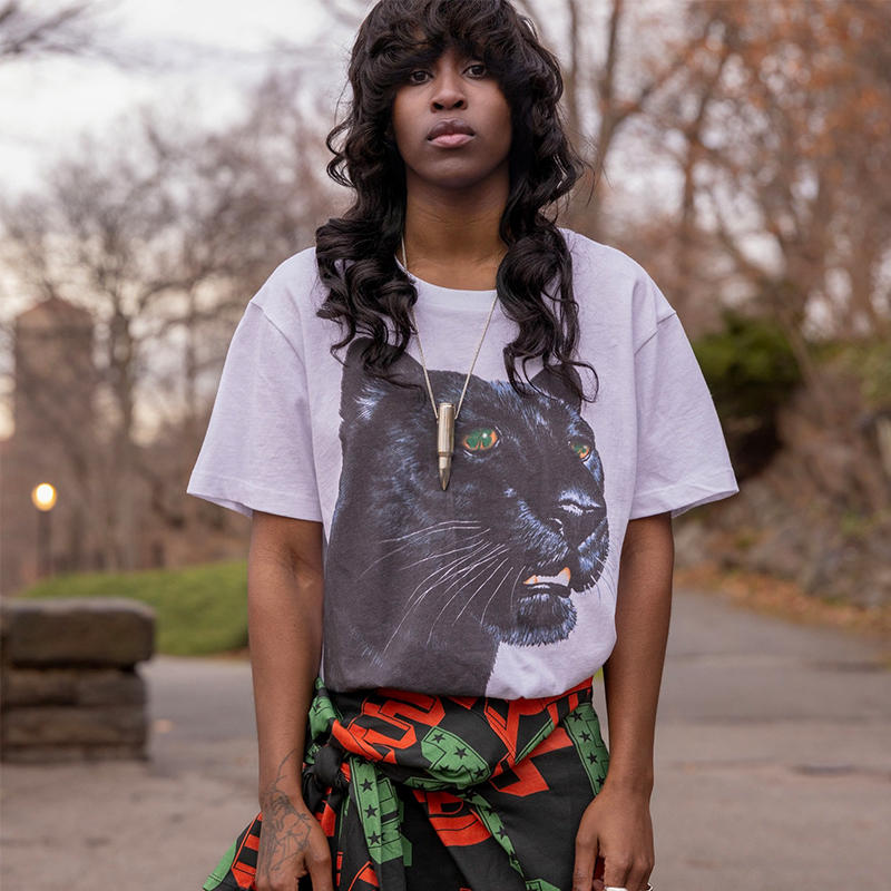 Denim Tears Green Eyed Panther Tee White Wearing Effect