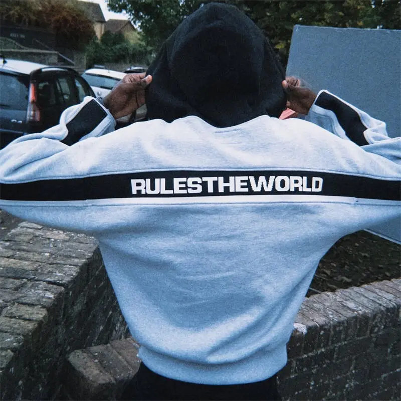 Corteiz Ribbed Sporteiz Zip Hoodie worn from the back showing hood and shoulder volume