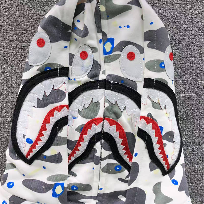 BAPE ALL Space Camo Shark Full Zip Double Hoodie