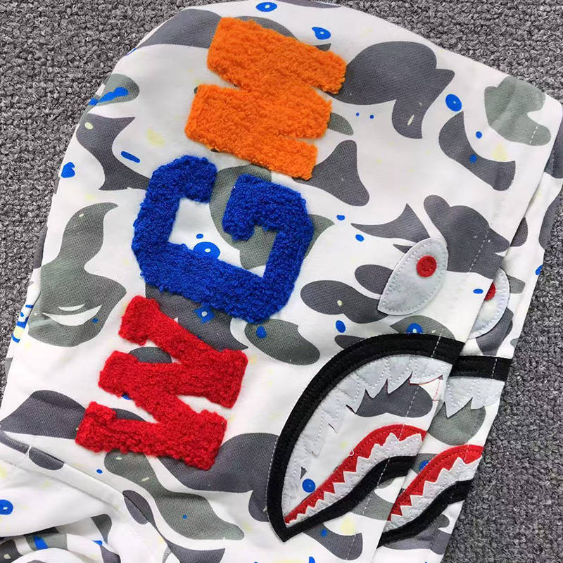 BAPE ALL Space Camo Shark Full Zip Double Hoodie
