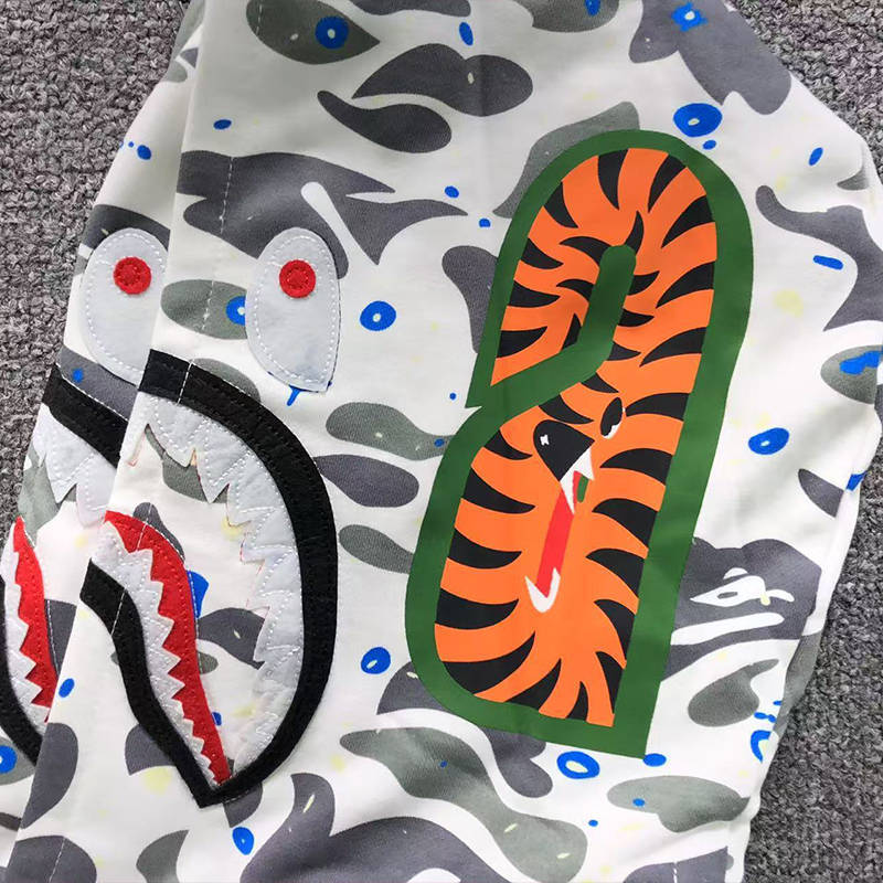 BAPE ALL Space Camo Shark Full Zip Double Hoodie