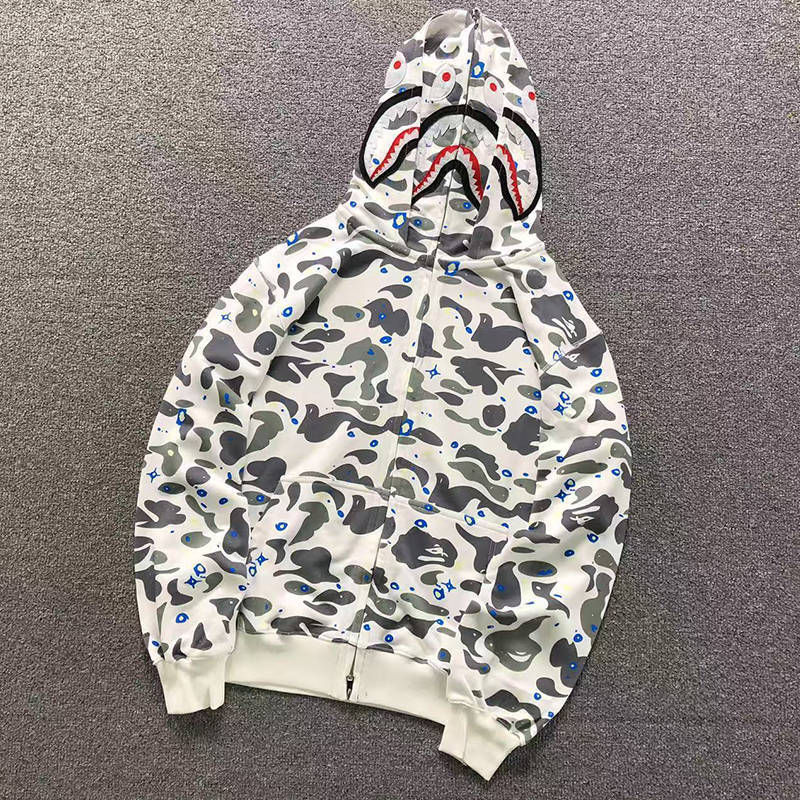 BAPE ALL Space Camo Shark Full Zip Double Hoodie