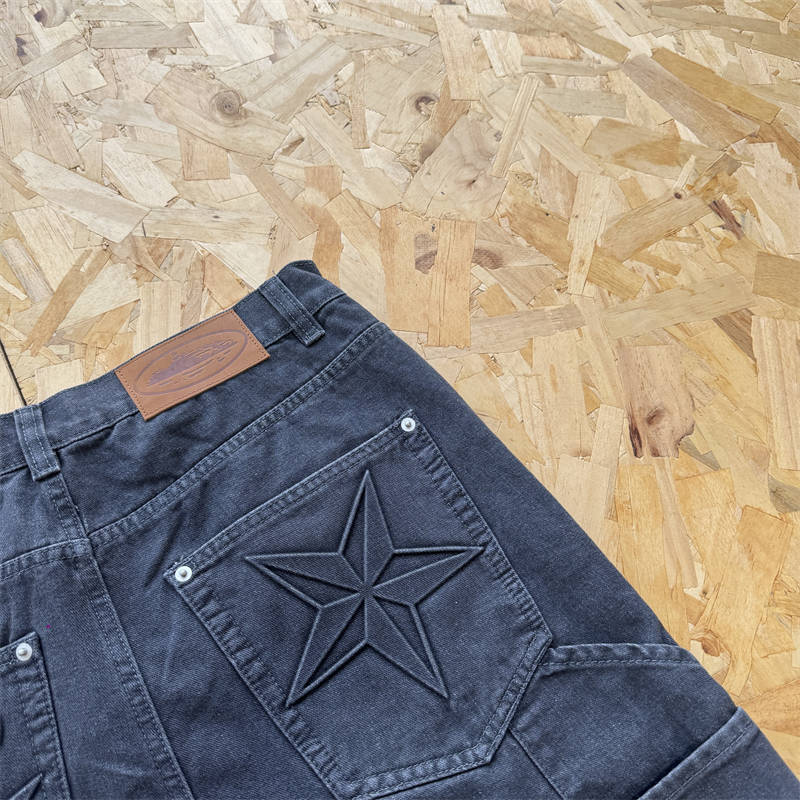 Corteiz Work Pants Crtz Embossed C Star Denim Jeans