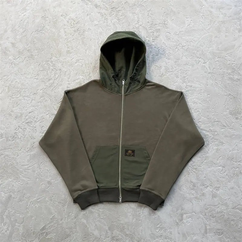 Olive Corteiz Guerillaz Ripstop Zip Hoodie product view for transitional layering