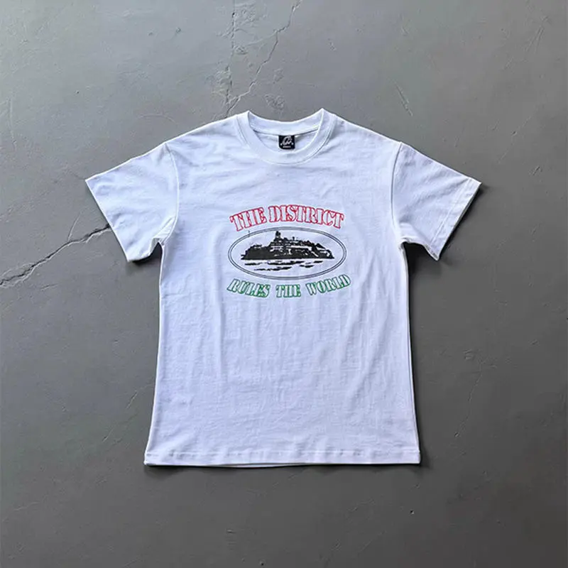 White Corteiz The District Tee product view with front graphic
