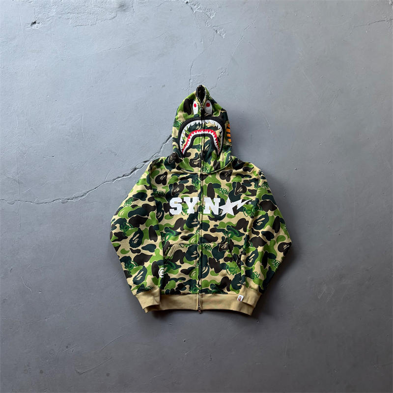 Syna World X BAPE Spotify by Central Cee Shark Full Zip Hoodie and Camo Relaxed Fit Sweatpants
