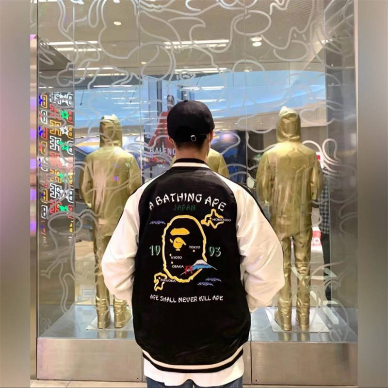 BAPE Japan Souvenir Jacket Black Wearing Effect
