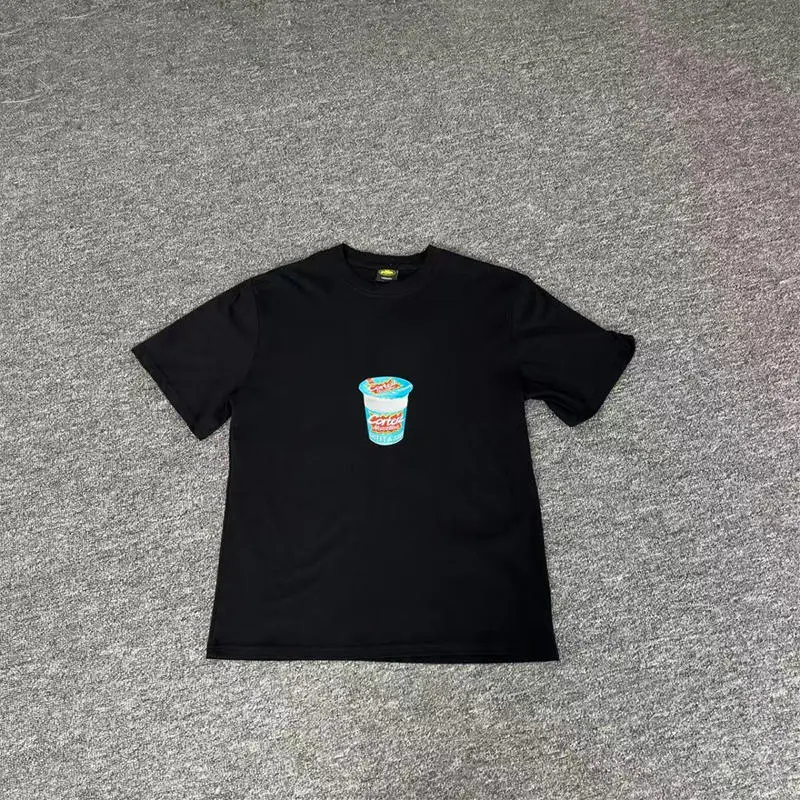 Black Corteiz Noodle Tee with compact noodle cup chest graphic