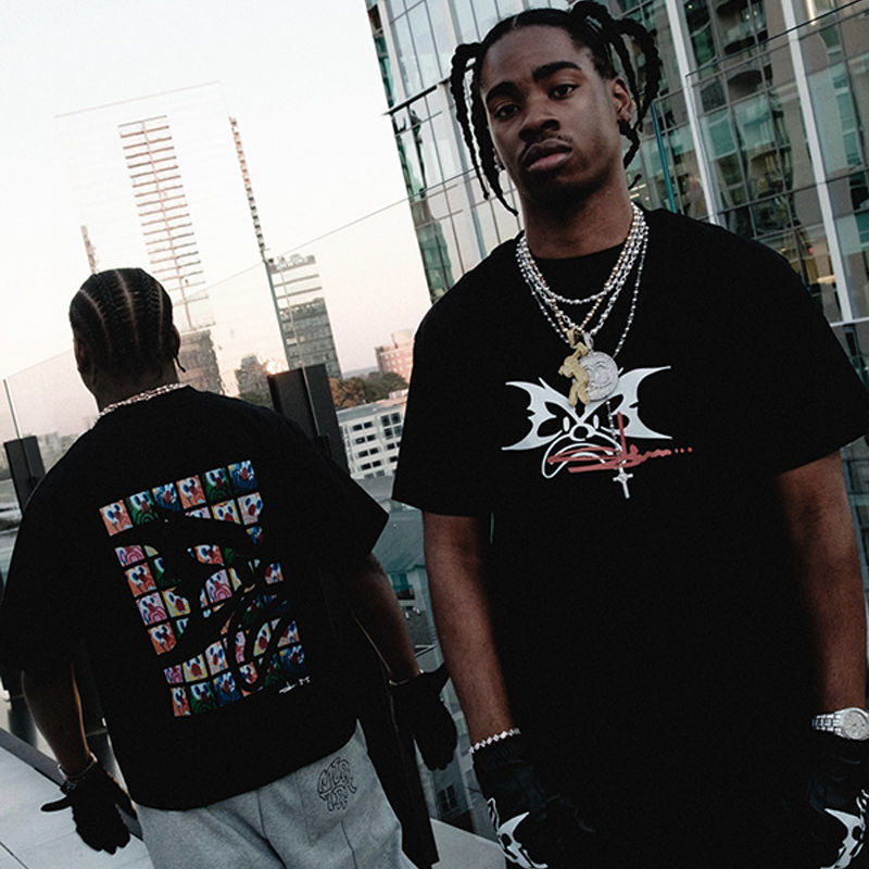 Mertra X Slawn Tee Black Wearing Effect