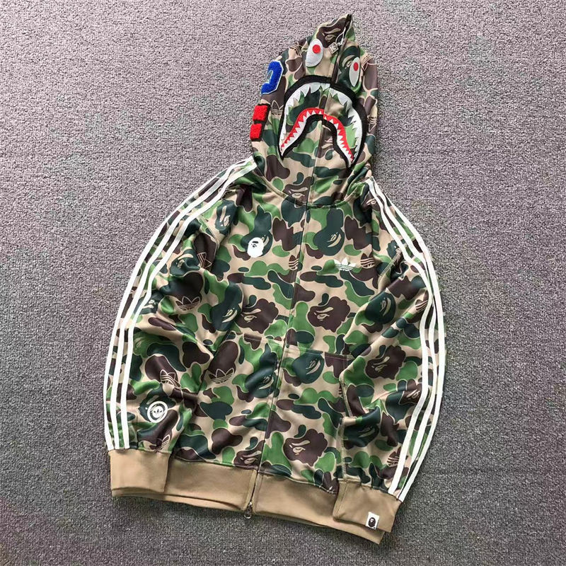 BAPE X ADIDAS Relaxed Fit Track Camo Shark Full Zip Hoodie