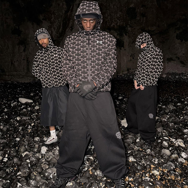 Mertra Reflective Monogram Jacket Black Wearing Effect