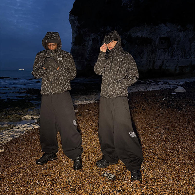 Mertra Reflective Monogram Jacket Black Wearing Effect