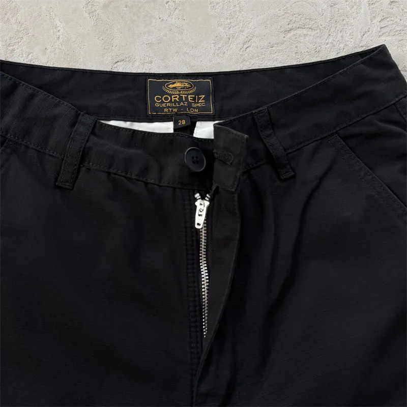 Alternate view of black utility cargo shorts from Hipstersbuy