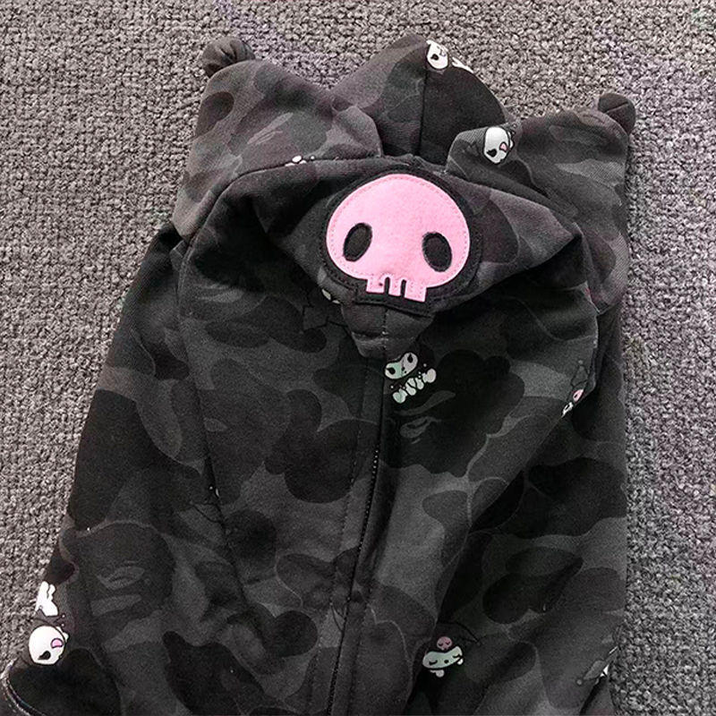 BAPE x Sanrio Characters Kuromi Camo Full Zip Hoodie