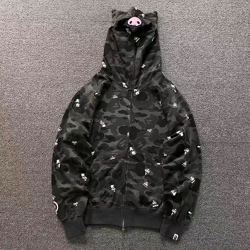 BAPE x Sanrio Characters Kuromi Camo Full Zip Hoodie