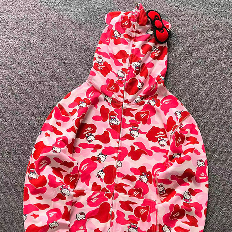 BAPE x Sanrio Characters Hello Kitty Camo Full Zip Hoodie