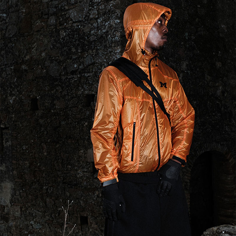 Mertra Trashbag Nylon Jacket Orange Wearing Effect
