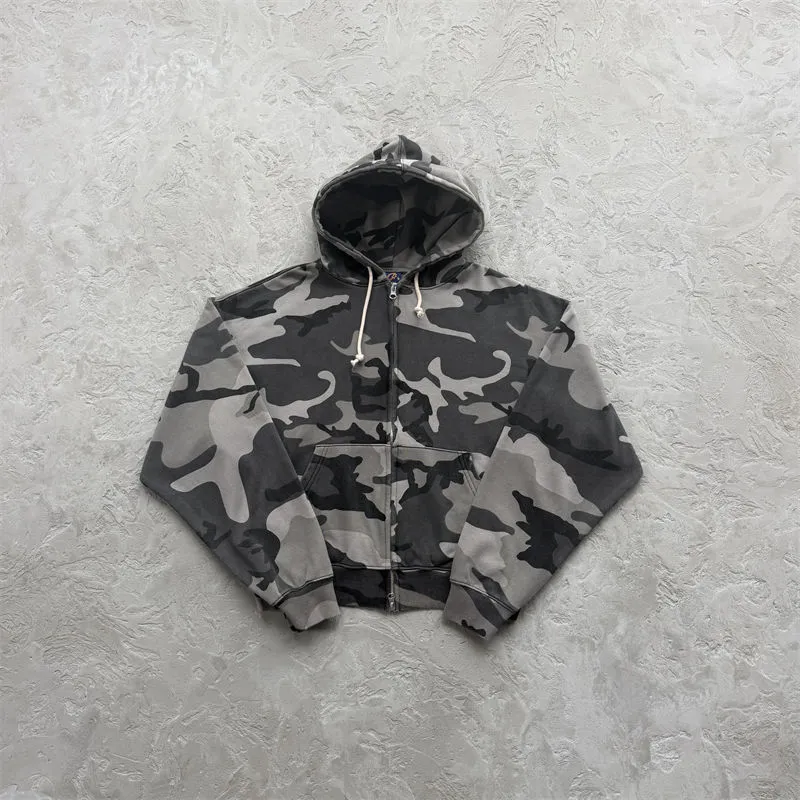 Corteiz Diplomatic grey camouflage zip hoodie