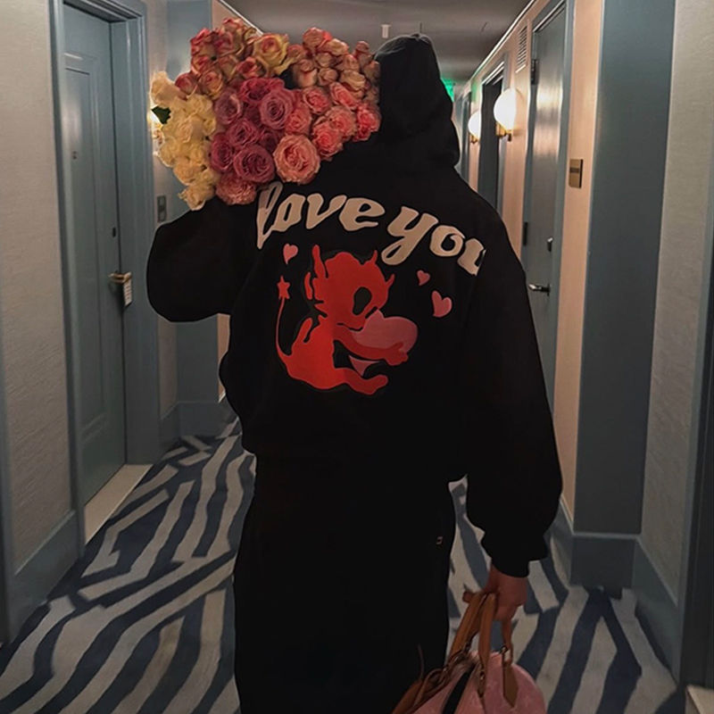 Broken Planet Hearts Hoodie Wearing Effect