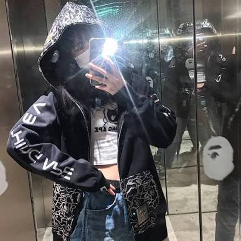 BAPE x Hajime Sorayama Shark Full Zip Hoodie Black Wearing Effect