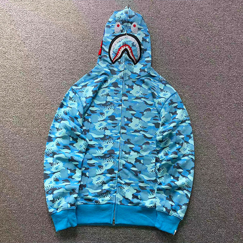BAPE Fire Camo Shark Full Zip Hoodie