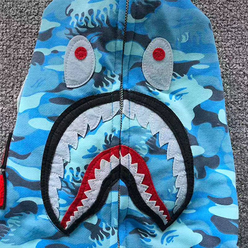 BAPE Fire Camo Shark Full Zip Hoodie