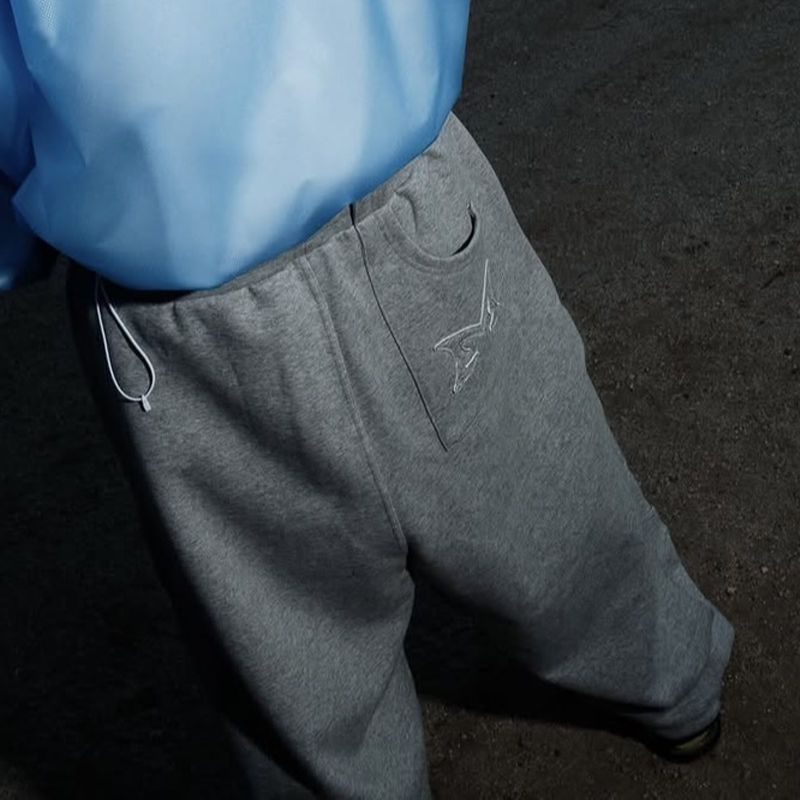 Mertra Split Panel Joggers Grey Wearing Effect