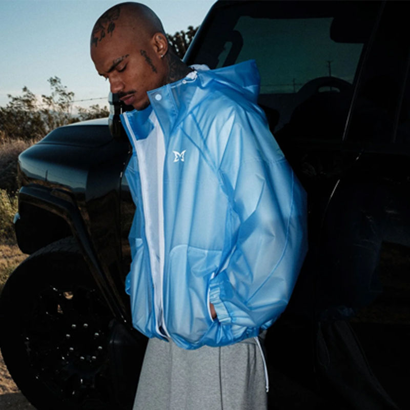 Mertra Translucent Jacket Blue Wearing Effect
