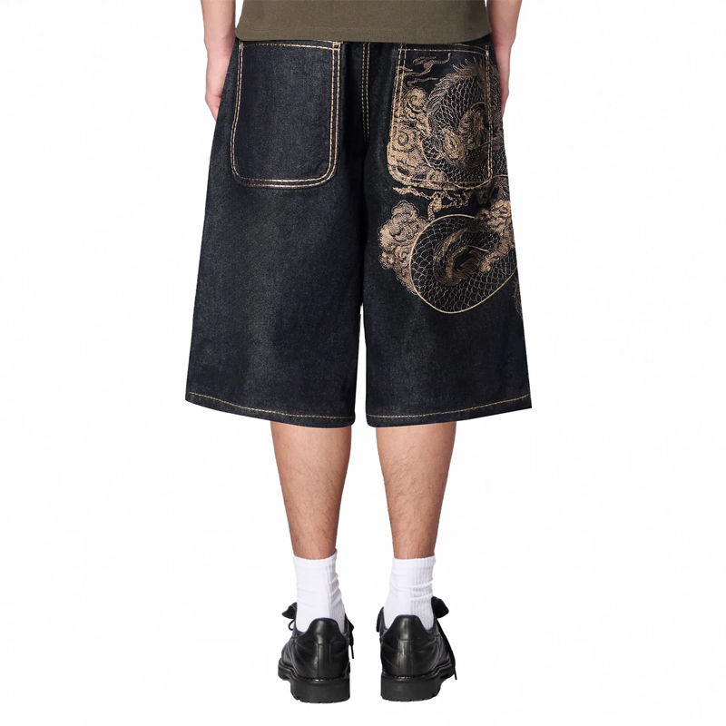 Derschutze Yakuza Indigo Raw Jorts 03 Wearing Effect