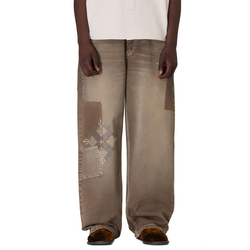 Derschutze Aziza Brown Washed Denim Wearing Effect