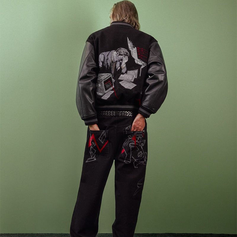 Derschutze Wall Street Black Denim Wearing Effect