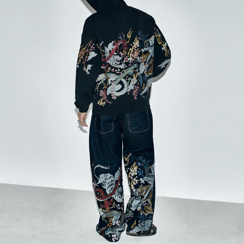 Derschutze Yakuza Raw Denim Blue Wearing Effect
