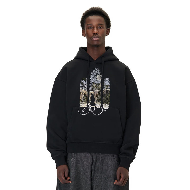 Derschutze Aziza Hoodie Black Wearing Effect