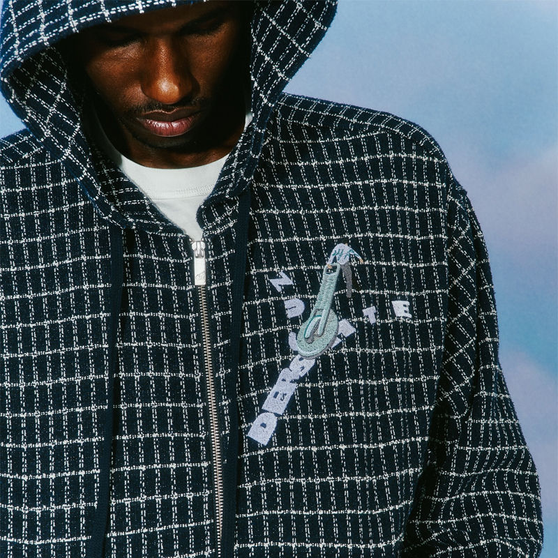 Derschutze On Air Tweed Zip Up Hoodie Wearing Effect
