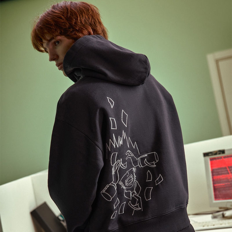 Derschutze Wall Street Zip Up Hoodie Wearing Effect