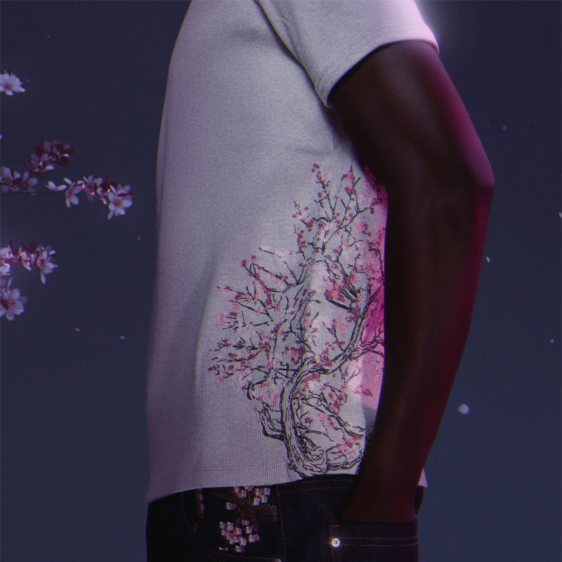 Derschutze Blossom V3 Ribbed T Shirt Grey Wearing Effect