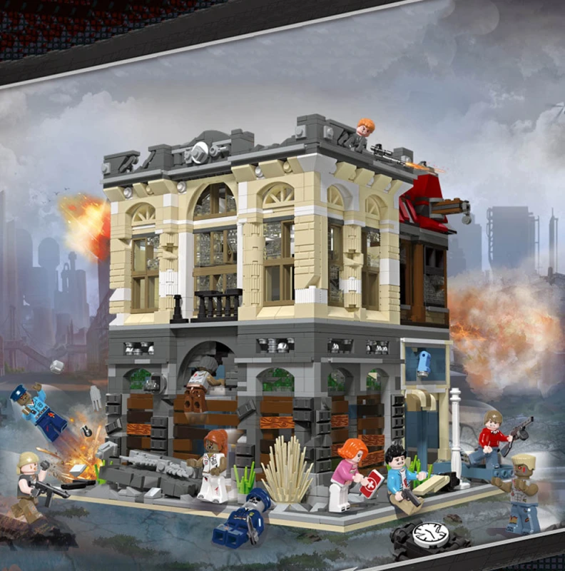 Creator Expert Street View Dooms Day Bricks Bank Zombie 2836Pcs 89102 Moc Model Modular Building Blocks Bricks 10251