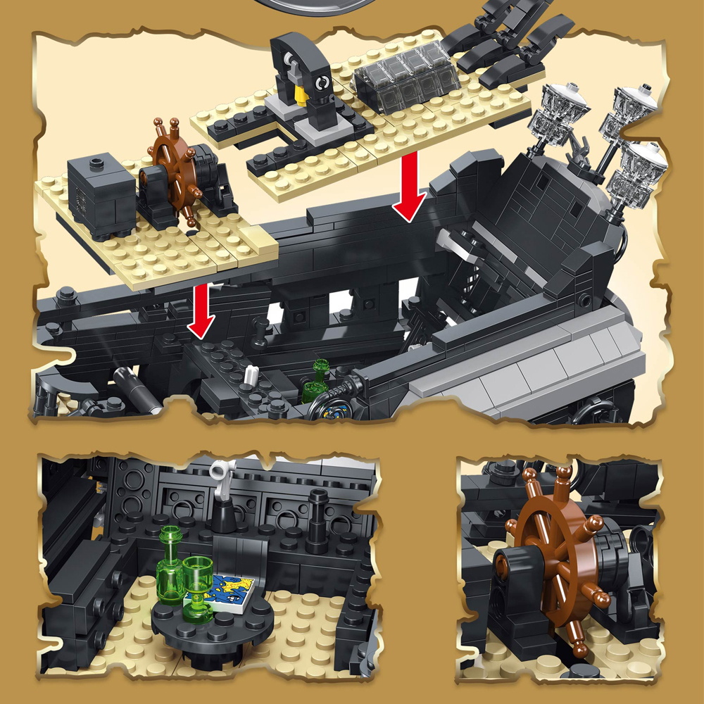 DK Pirates Of The Caribbean The Black Pearl 3423Pcs Moc Model Modular Building Blocks Bricks Toys DK6001