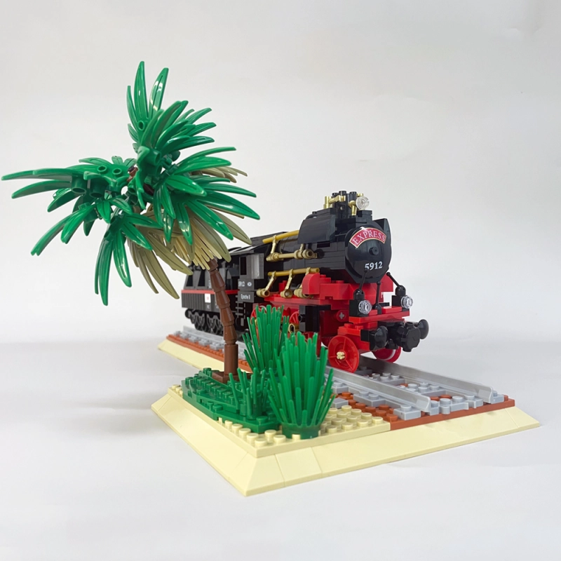 Jiestar Technic Steam Locomotive Train With Base 676Pcs Moc Model Modular Building Blocks Bricks Toys 59008